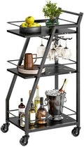 3-Tier Rolling Glass Holder Bar Cart