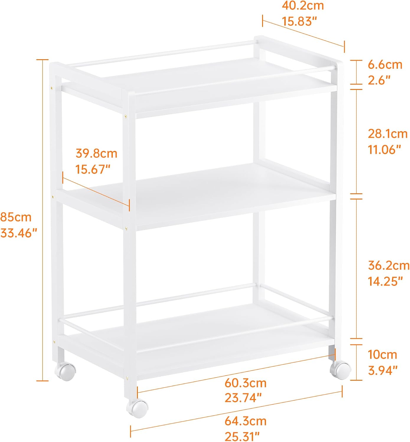 3-Tier Rolling Storage Serving Bar Cart