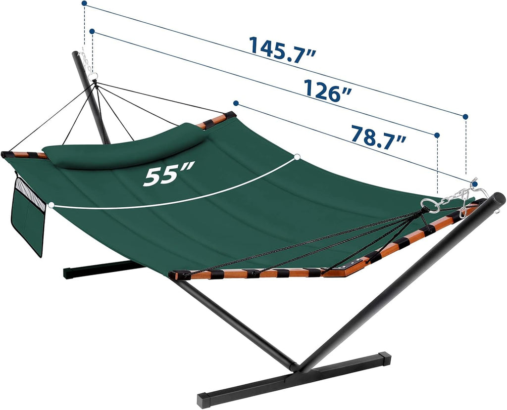 Two Person Hardwood Hammock Stand Set