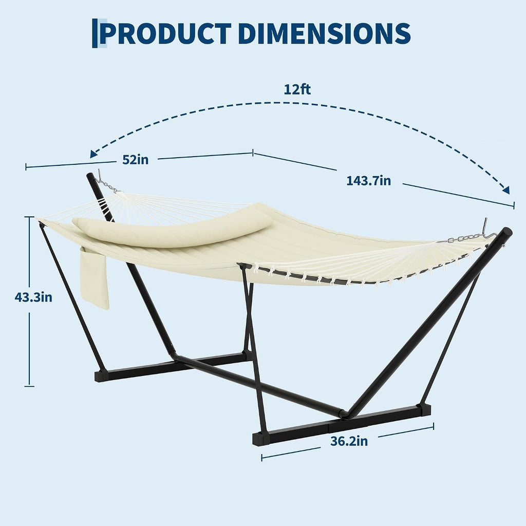Double Outdoor Hammock Stand With Pillows