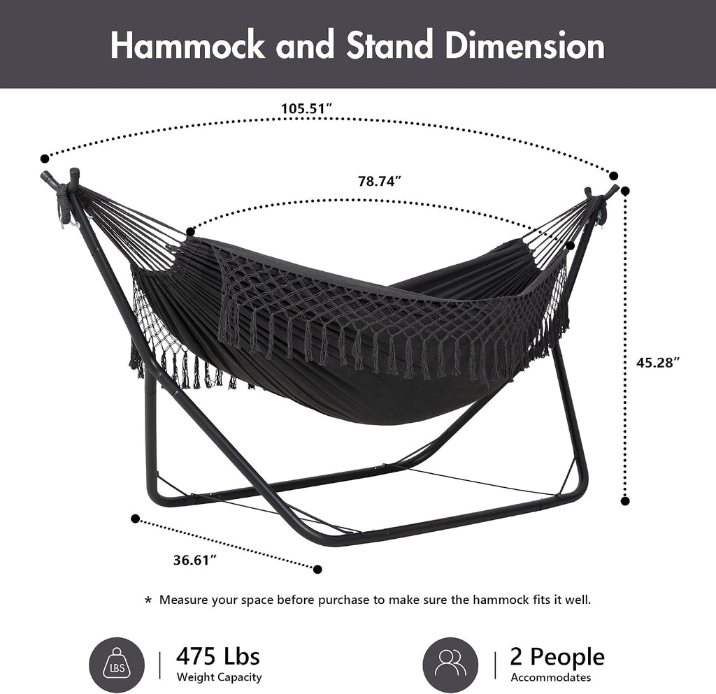 Adjustable Double Hammock Stand Set