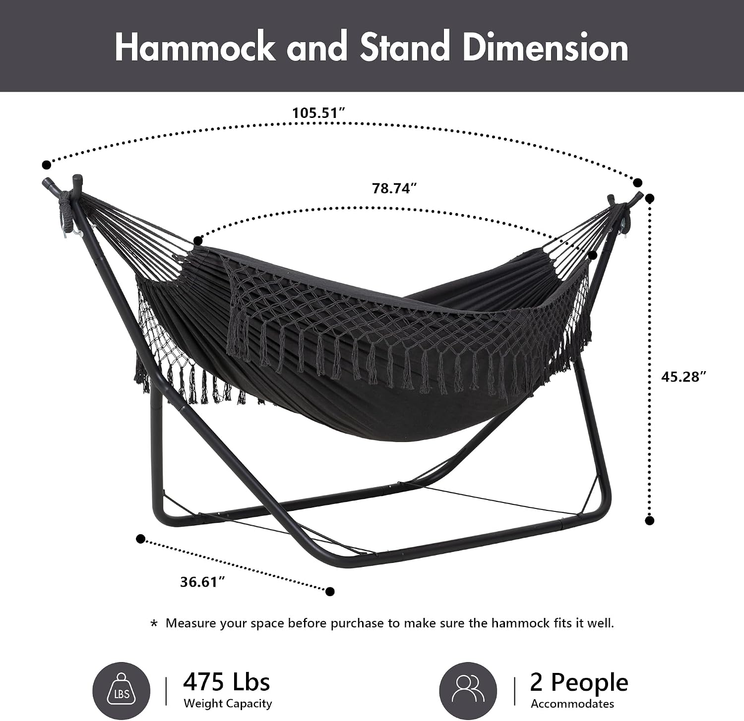 Adjustable Double Hammock Stand Set