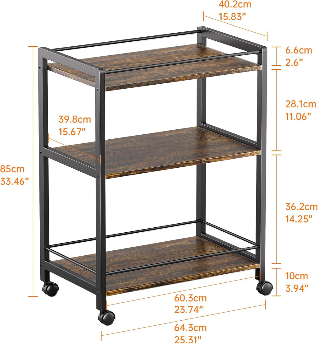 3-Tier Rolling Liquor Serving Bar Cart