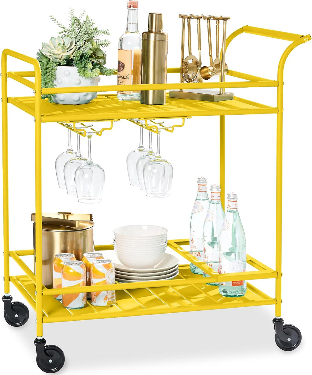 2-Tier Rolling Wine Rack Bar Cart
