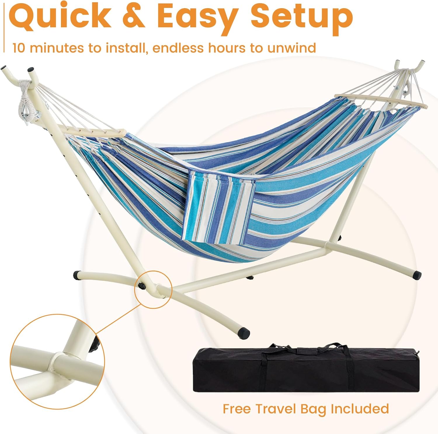 Double Hammock Stand Pillow Carry Bag
