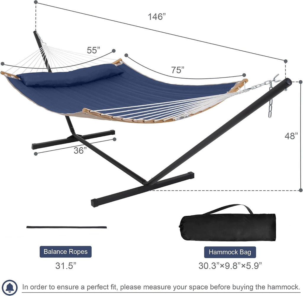 Double Hammock Stand With Pillow Carry Bag