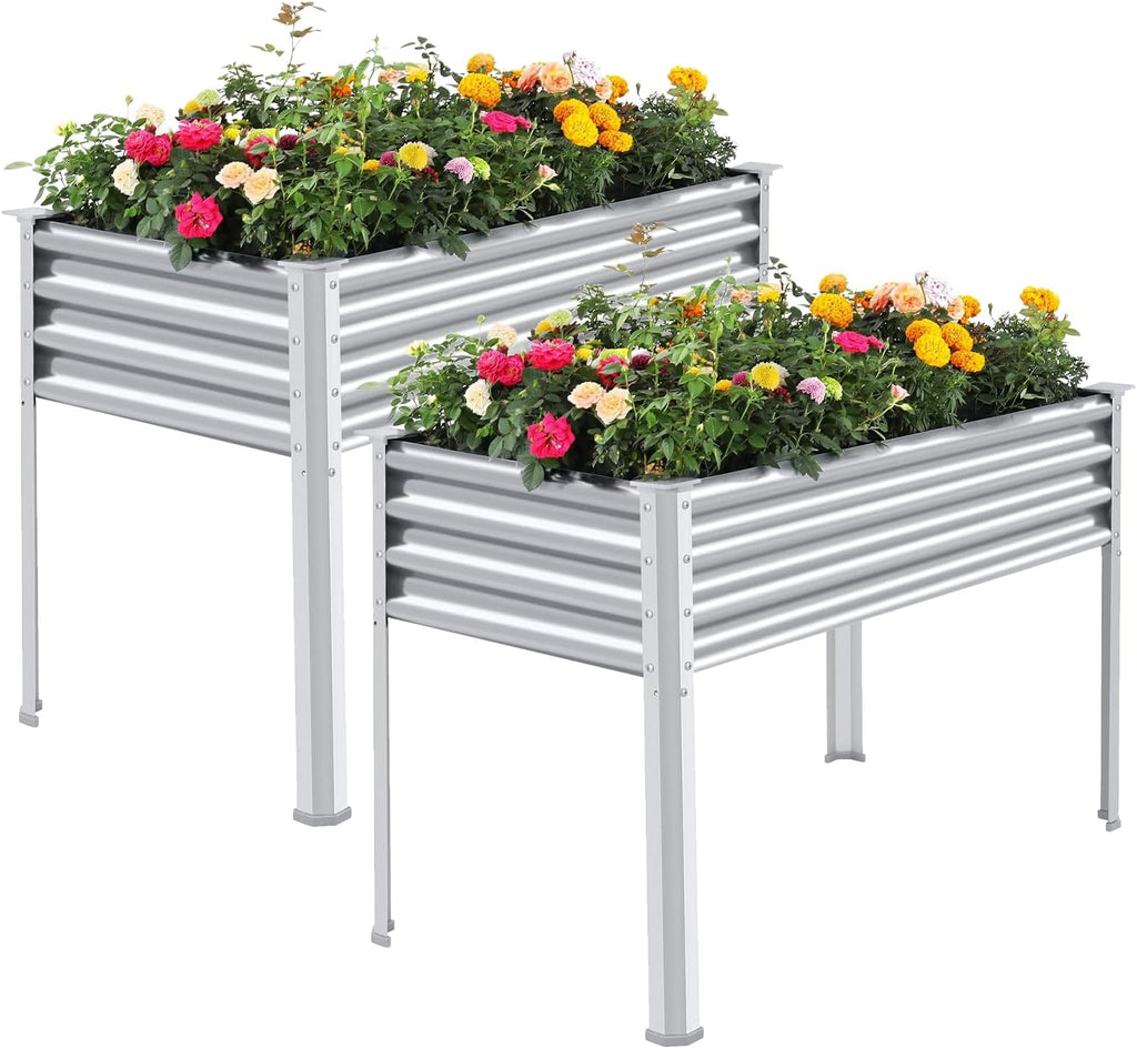 Galvanized Metal Elevated Garden Planter