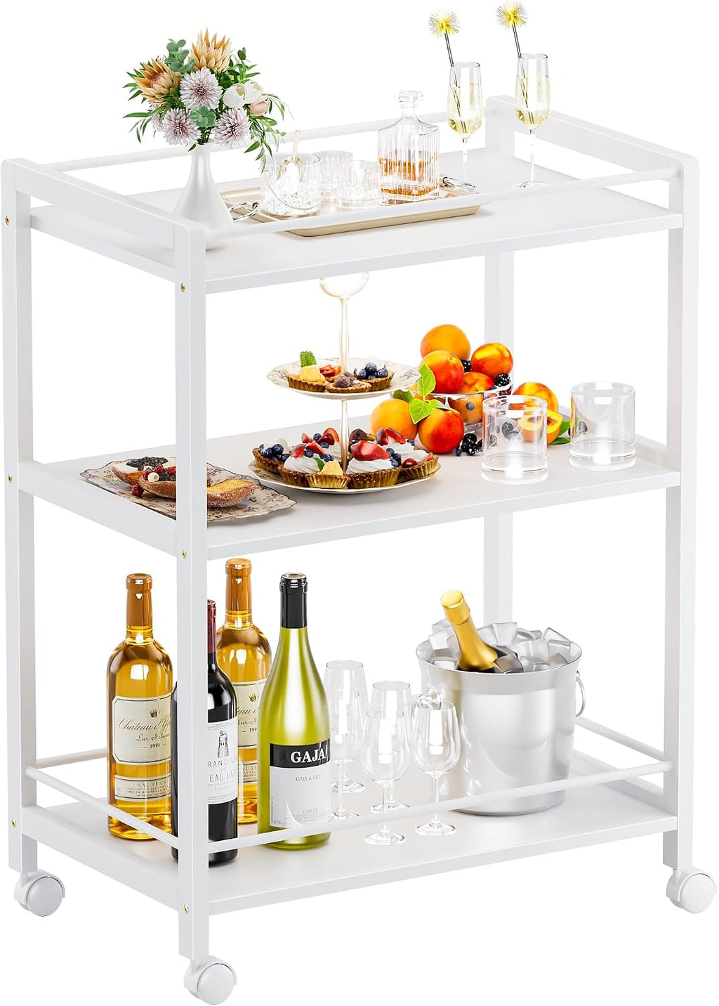 3-Tier Rolling Storage Serving Bar Cart