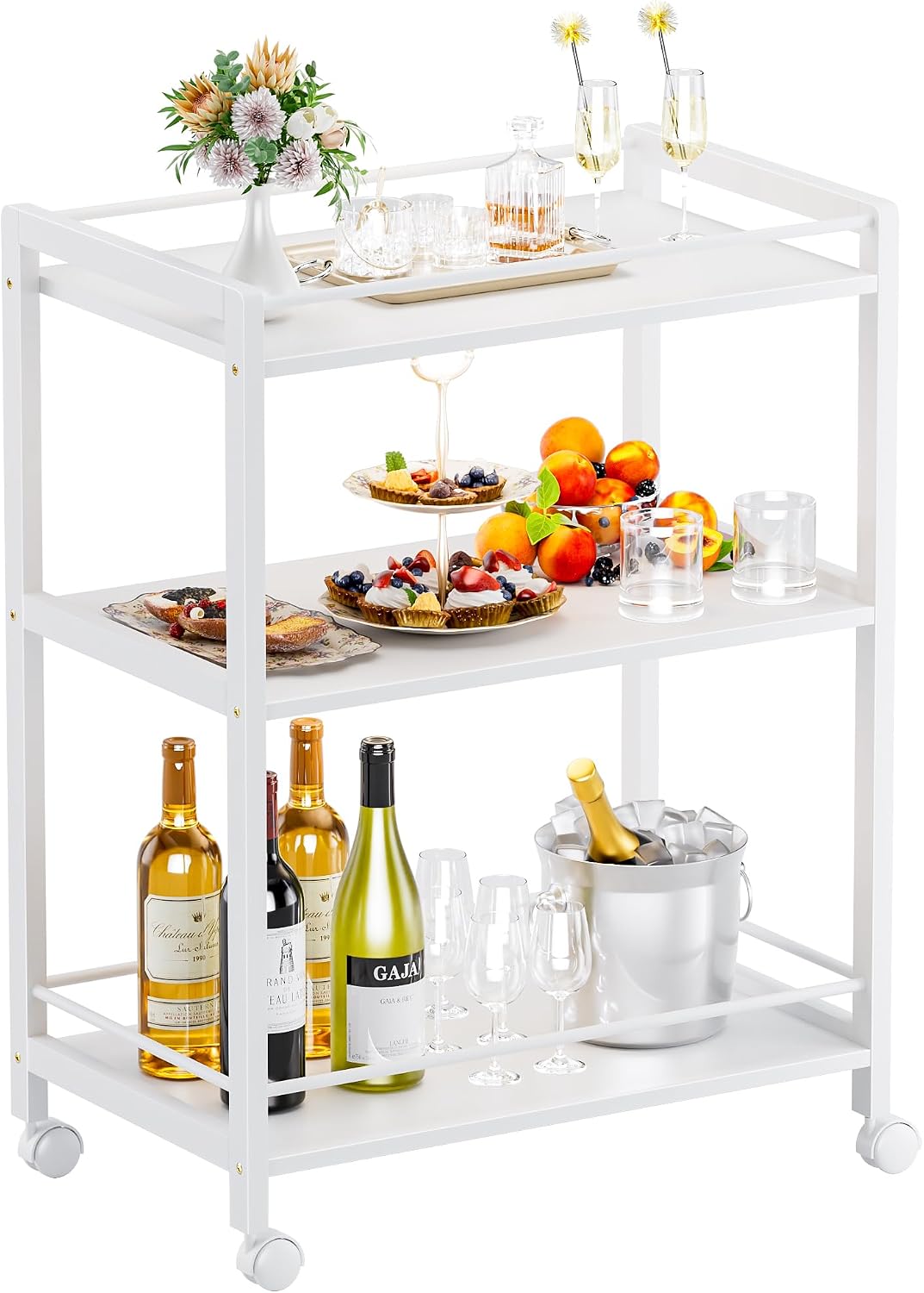3-Tier Rolling Storage Serving Bar Cart