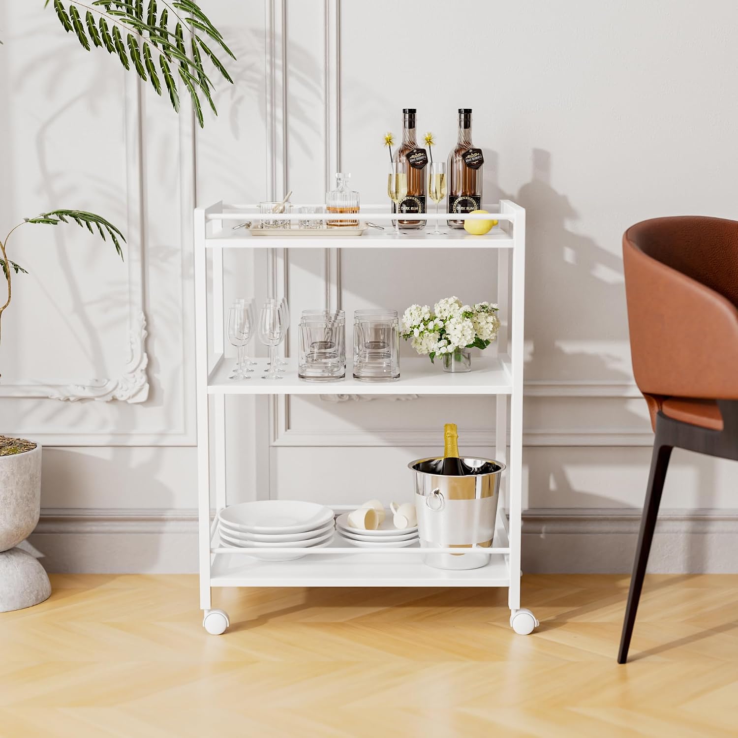 3-Tier Rolling Storage Serving Bar Cart