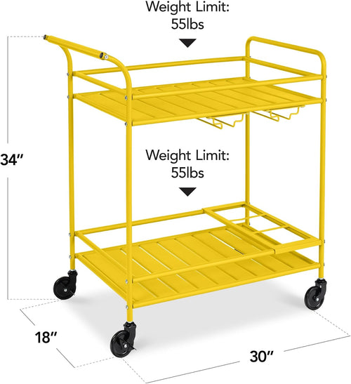 2-Tier Rolling Wine Rack Bar Cart
