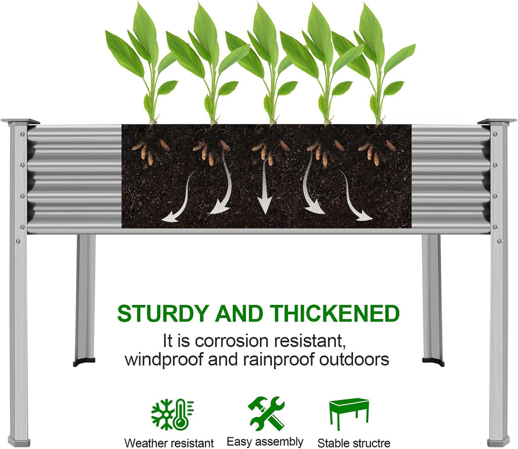 Galvanized Metal Elevated Garden Planter
