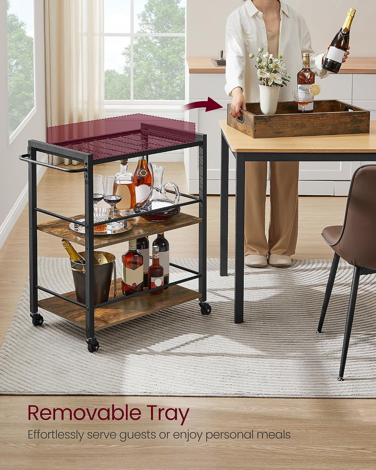 3-Tier Rolling Kitchen Utility Cart