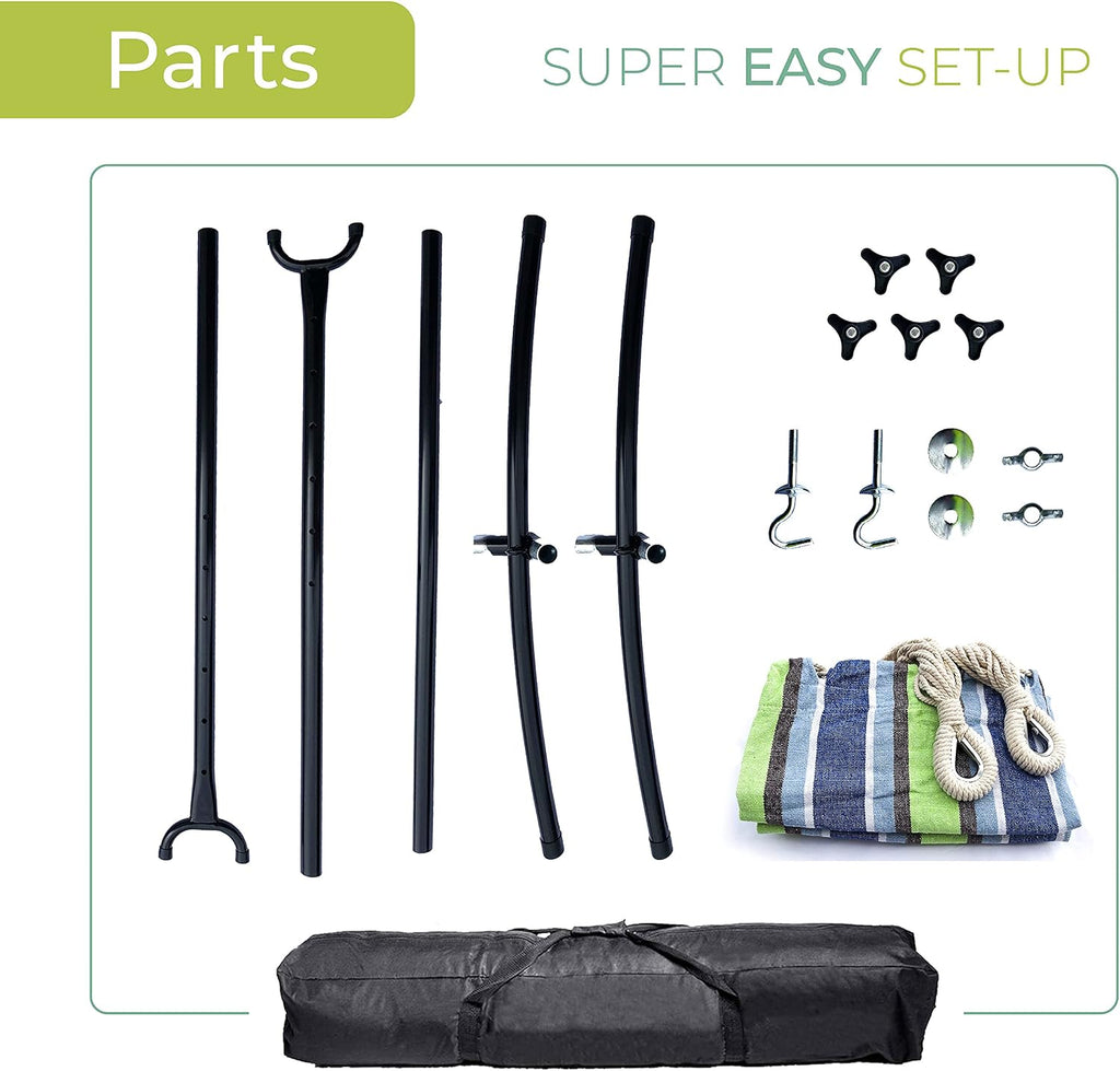 Cotton Double Hammock Steel Stand Set