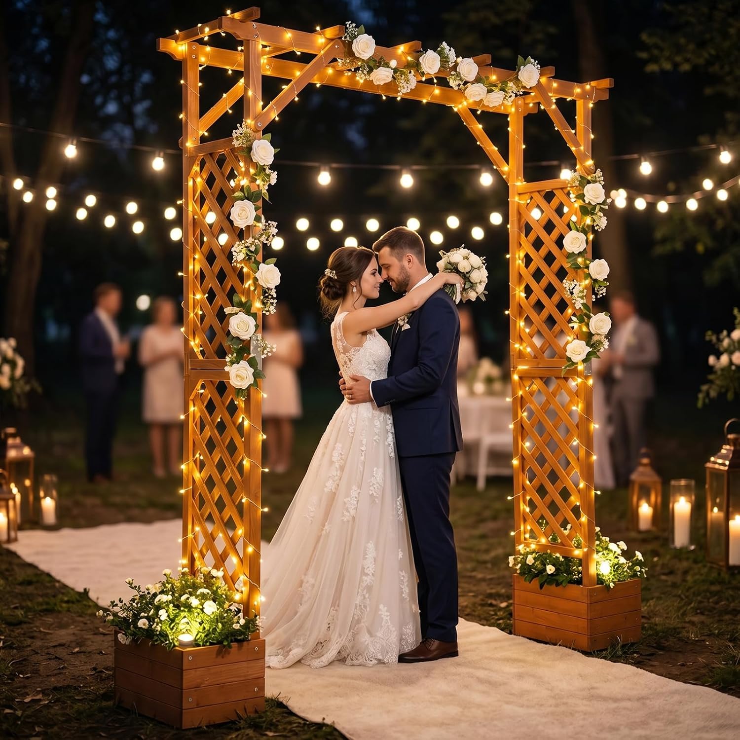 Wood Garden Arbor Planter Wedding Trellis