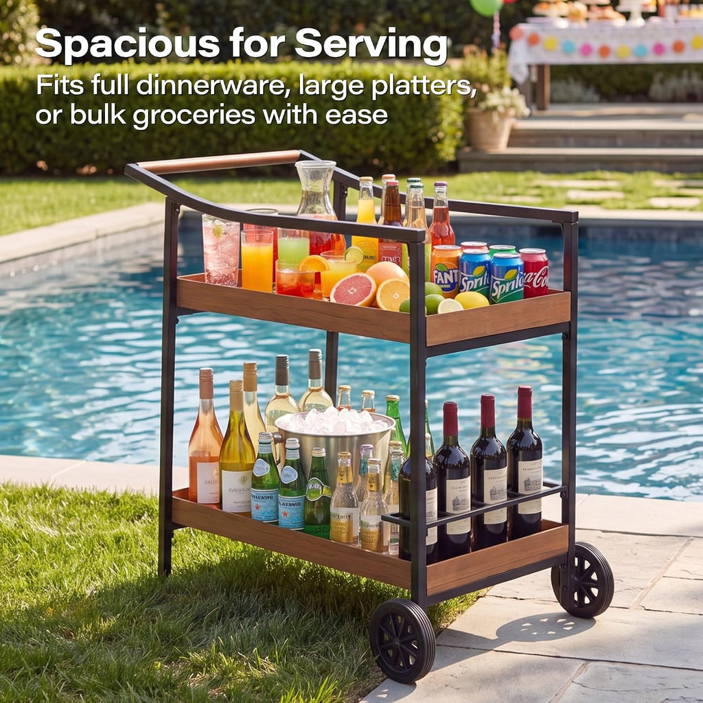 2-Tier Rolling Wine Storage Bar Cart