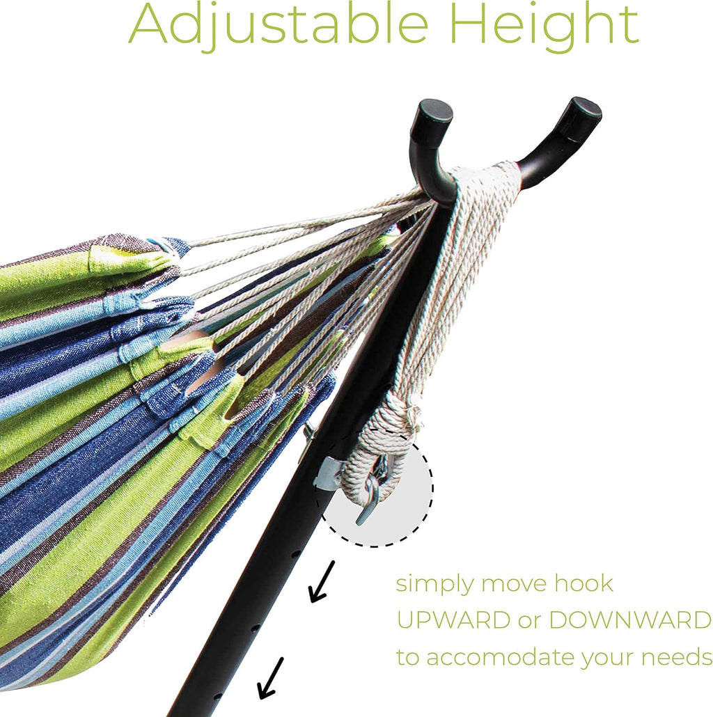 Cotton Double Hammock Steel Stand Set