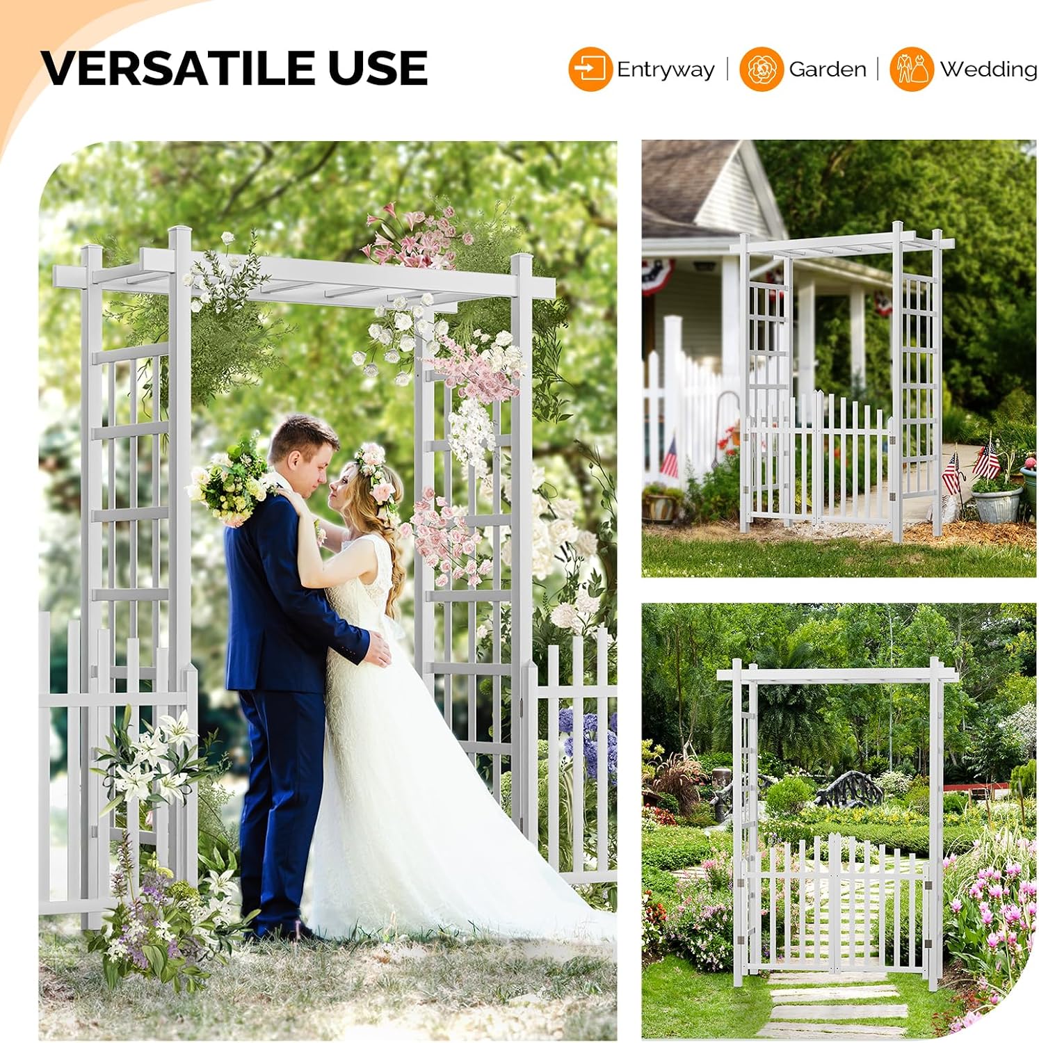 PVC Garden Gate Wedding Plant Arbor Trellis