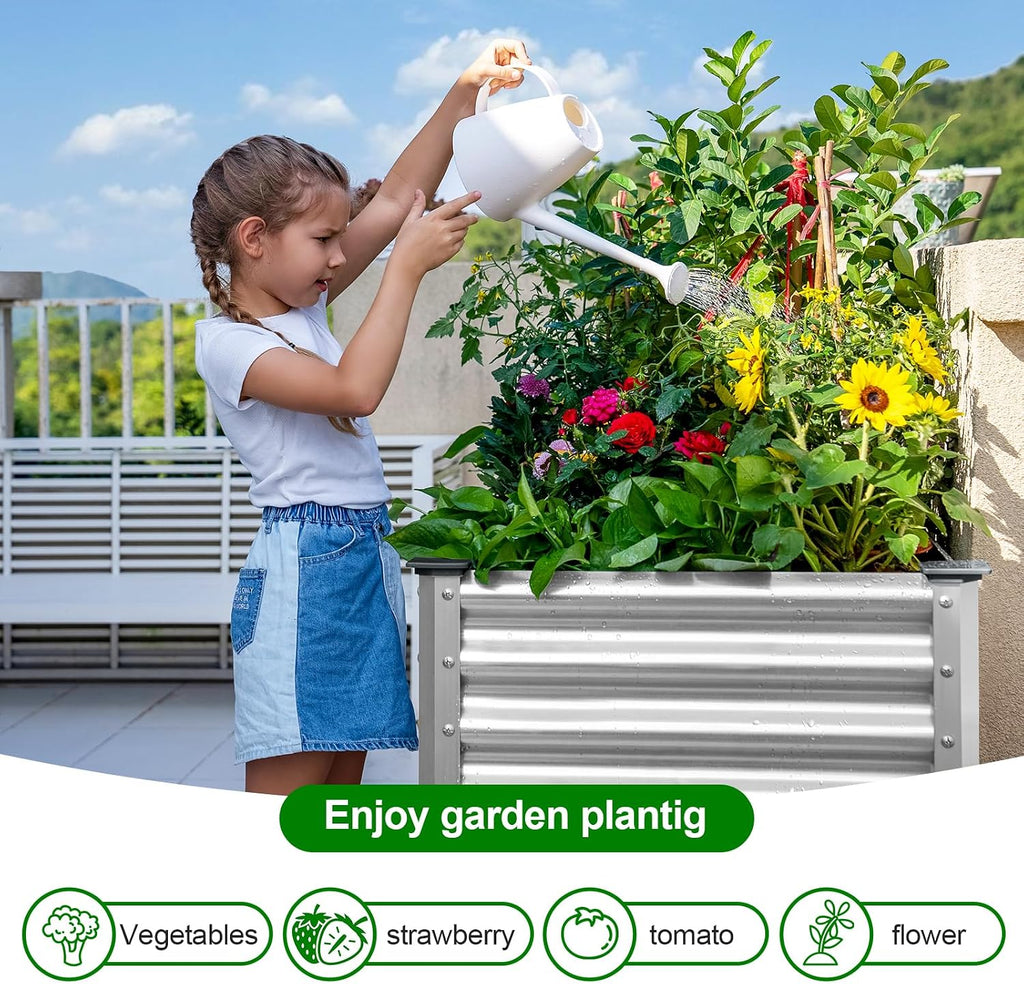 Galvanized Metal Elevated Garden Planter