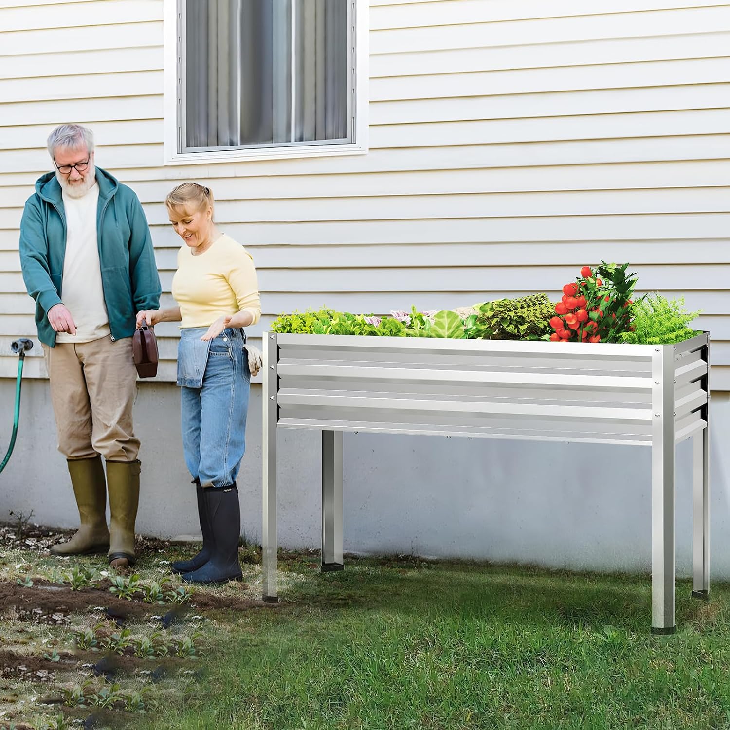 Galvanized Steel Elevated Garden Planter