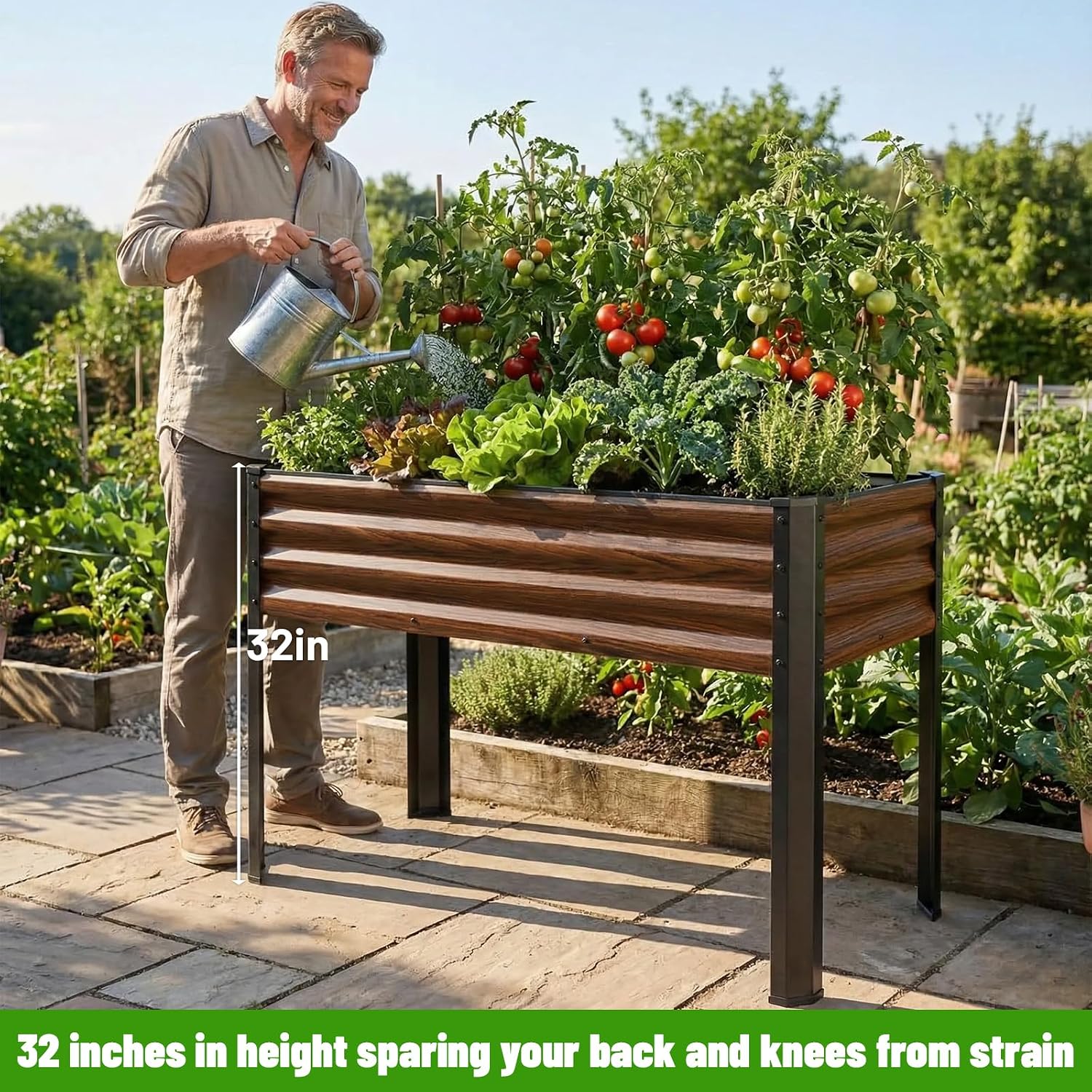 Metal Elevated Raised Garden Planter Bed