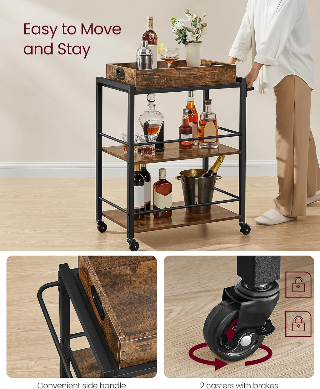 3-Tier Rolling Kitchen Utility Cart