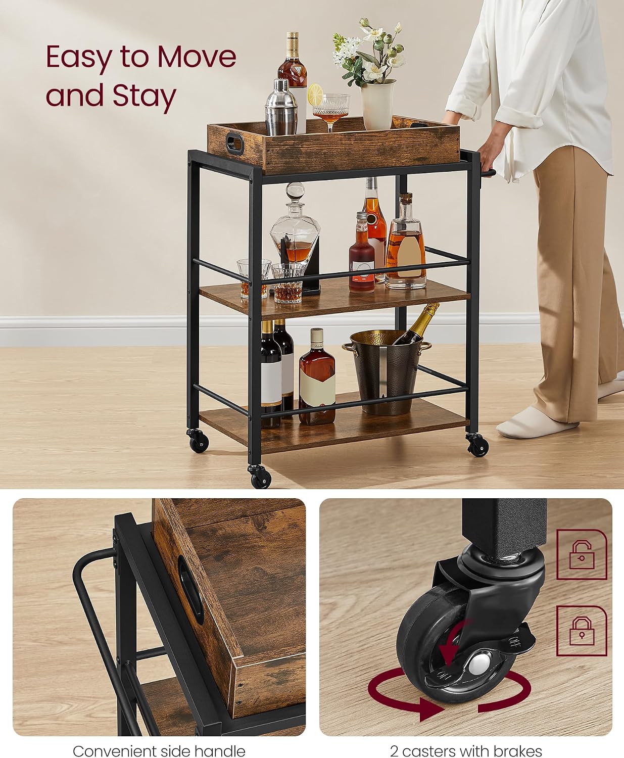 3-Tier Rolling Kitchen Utility Cart