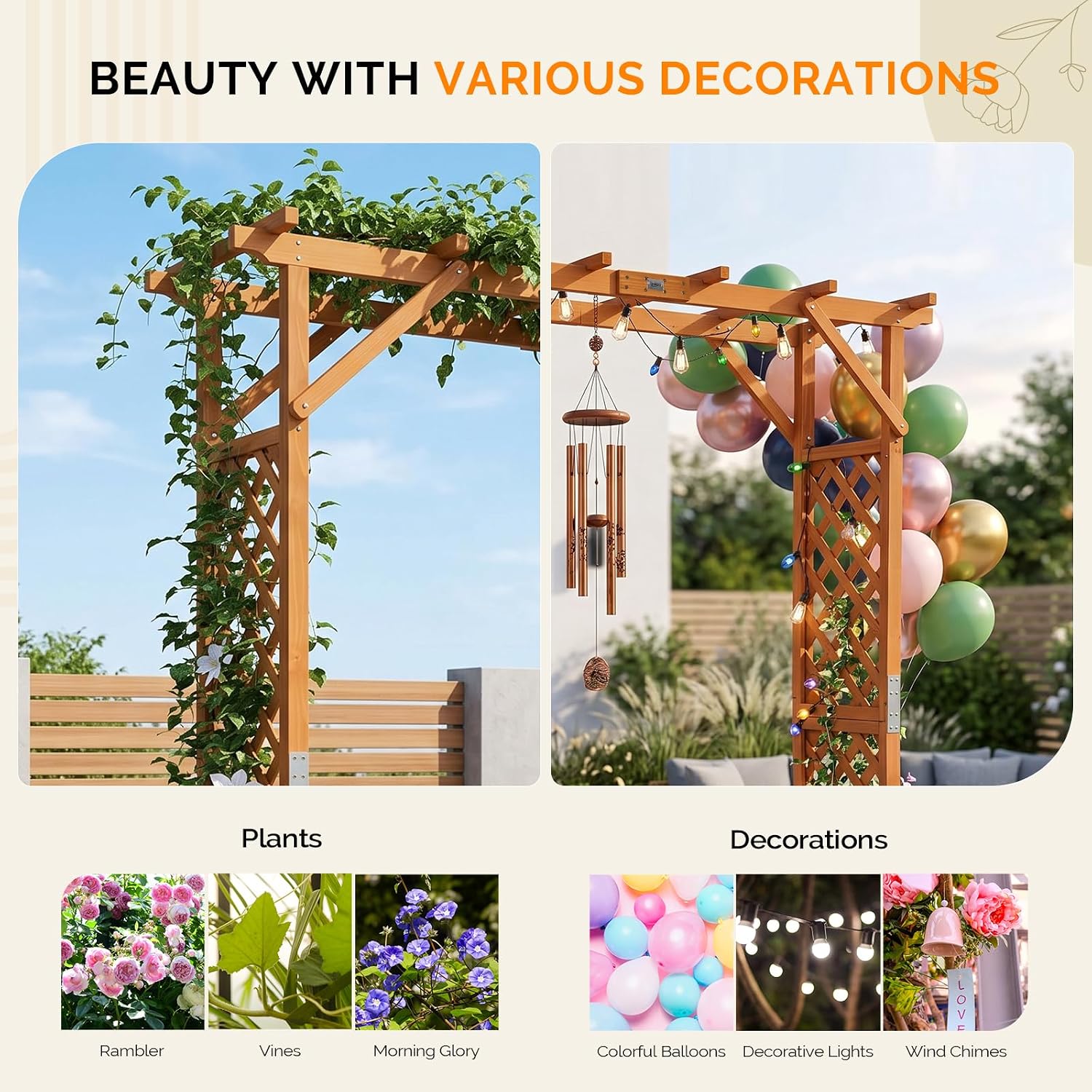 Wood Garden Arbor Planter Wedding Trellis