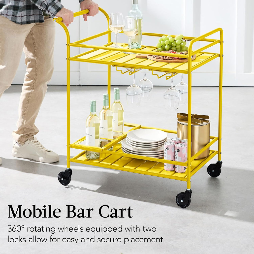 2-Tier Rolling Wine Rack Bar Cart
