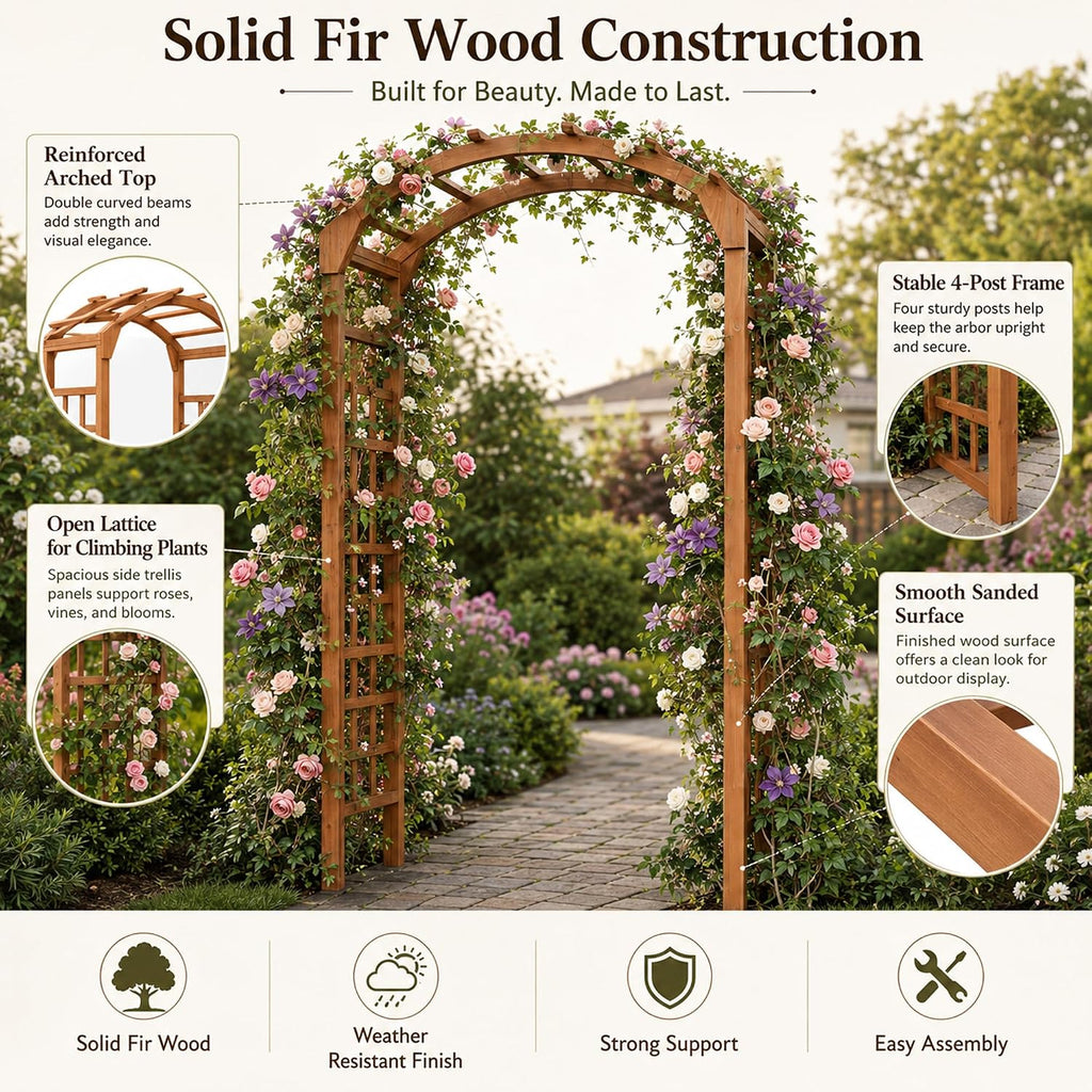 Solid Fir Wood Wedding Garden Plant Arbor