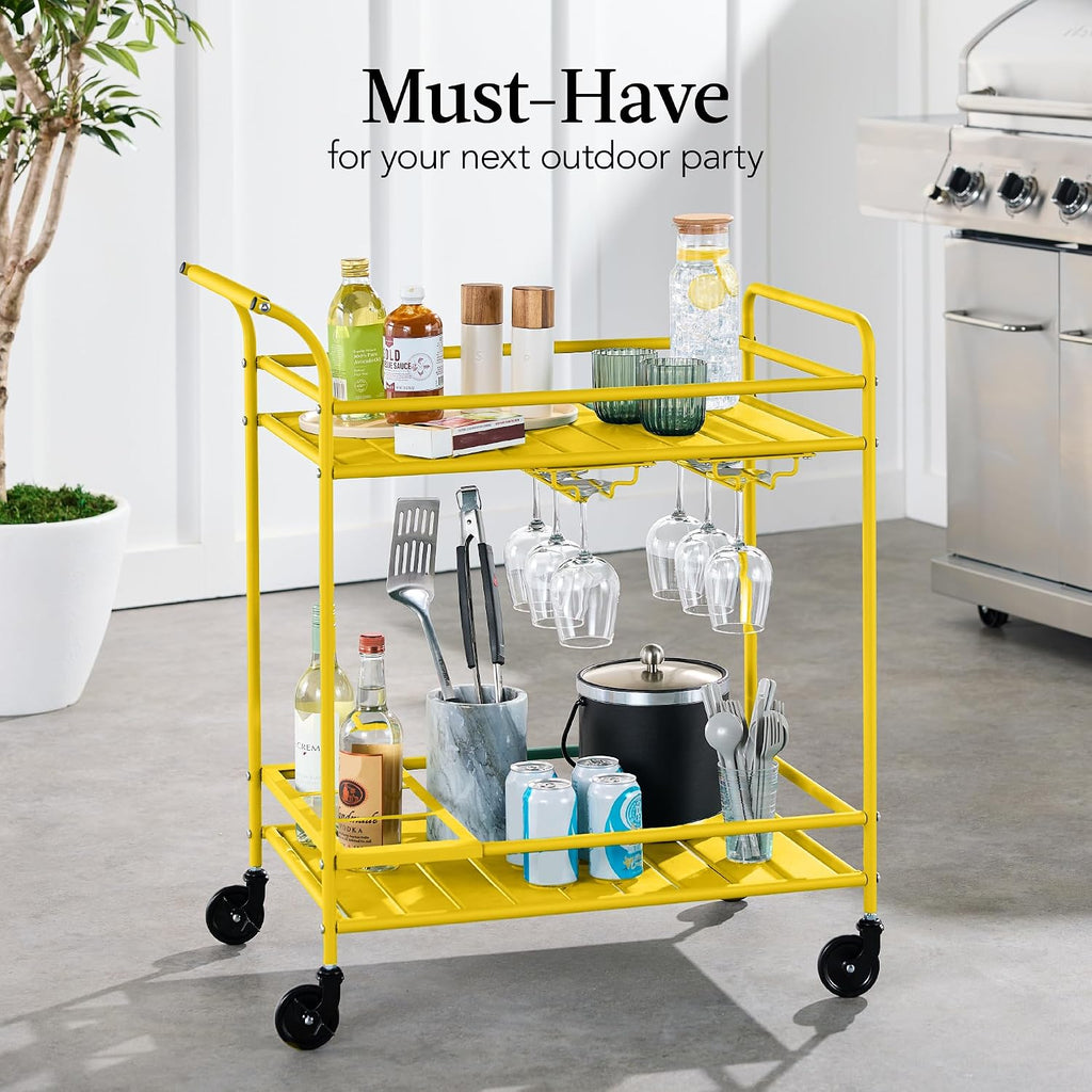 2-Tier Rolling Wine Rack Bar Cart