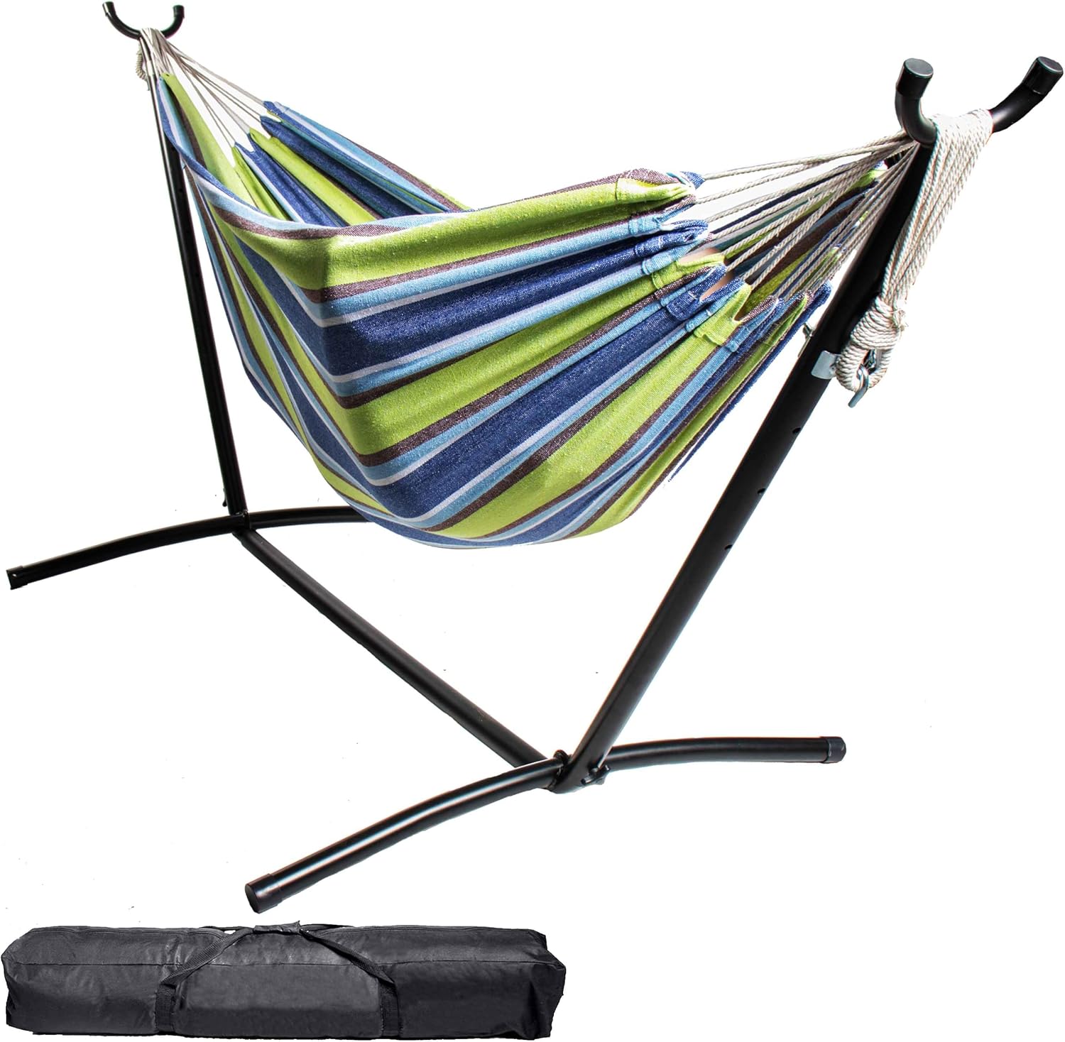 Cotton Double Hammock Steel Stand Set
