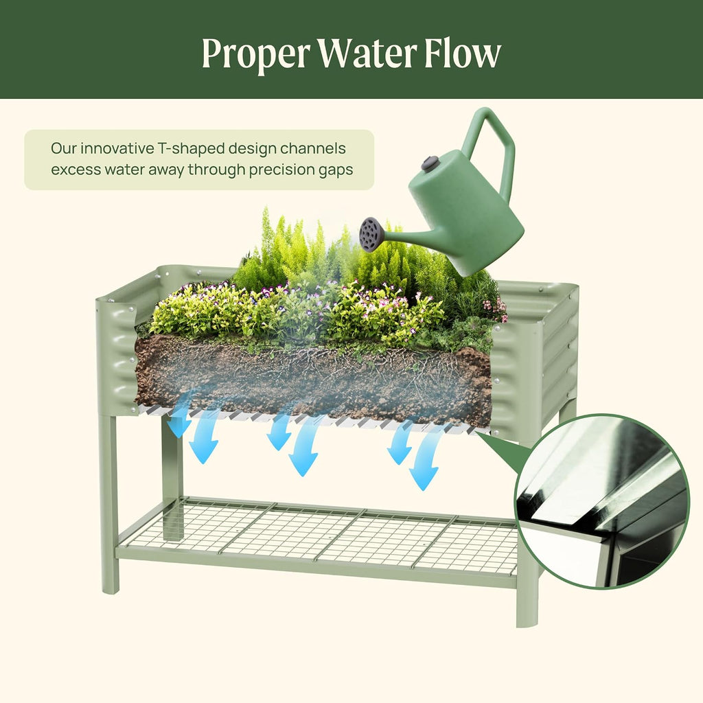 Metal Elevated Garden Bed With Storage Rack