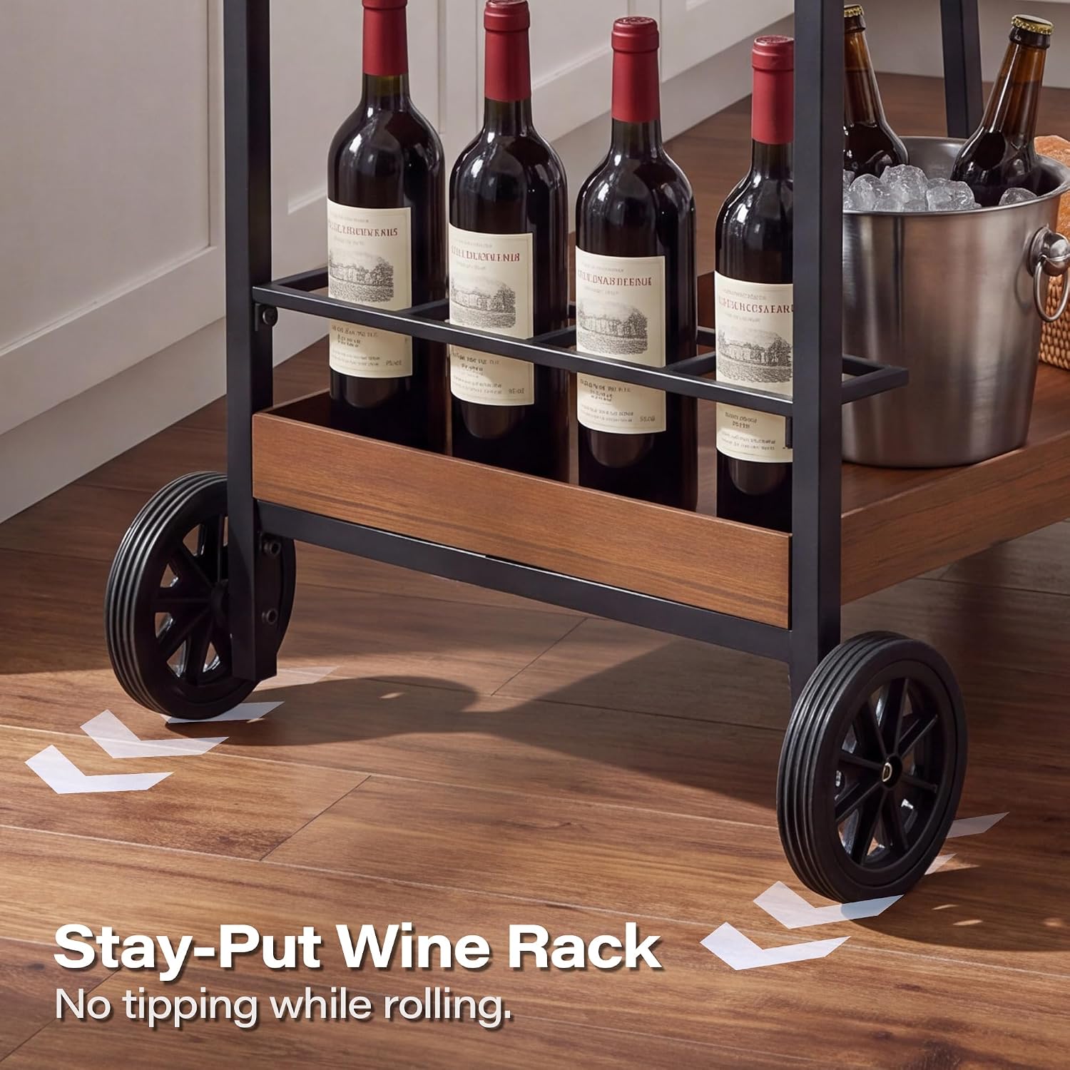 2-Tier Rolling Wine Storage Bar Cart