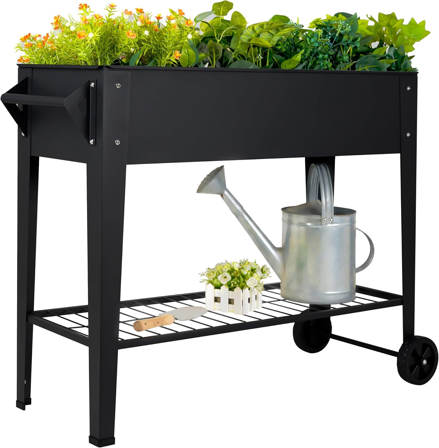 Rolling Steel Elevated Garden Planter Box