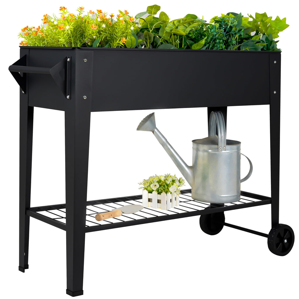 Rolling Steel Elevated Garden Planter Box