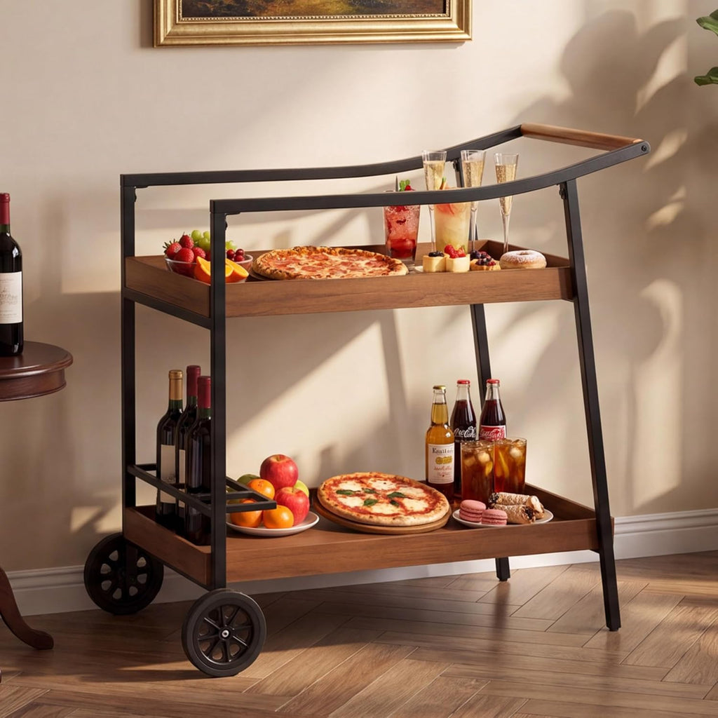 2-Tier Rolling Wine Storage Bar Cart
