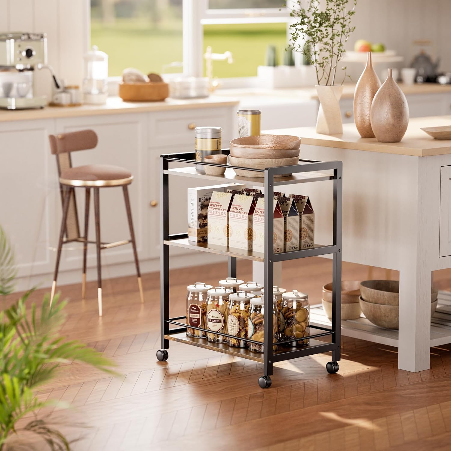 3-Tier Rolling Liquor Serving Bar Cart