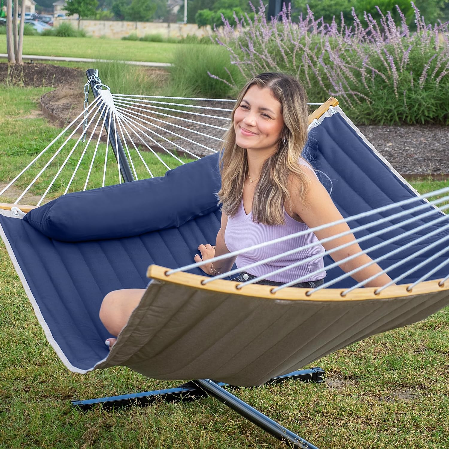 Double Hammock Stand With Pillow Carry Bag